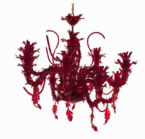 Lampadario Corallo Rosso in vetro di Murano