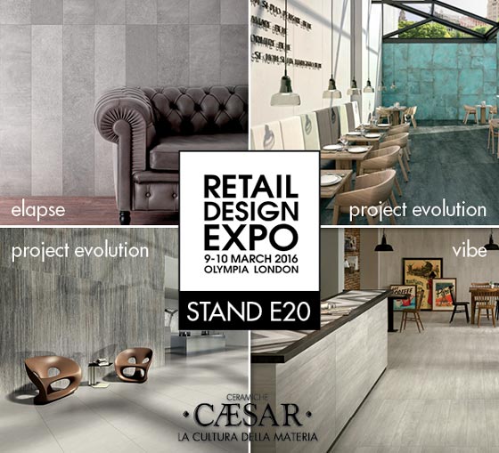 Il 9 e il 10 marzo Caesar torna protagonista della capitale inglese e presenta le collezioni in gres porcellanato al Retail Design Expo 